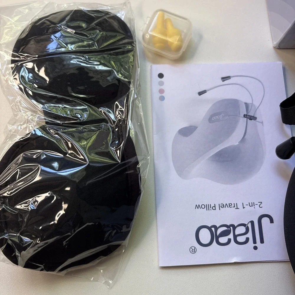 Jiaao Travel Pillow Memory Foam Neck Pillow for Airplanes with Adjustable Neck